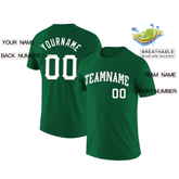 Custom Kelly Green White Classic Style Crew neck T-Shirts Full Sublimated